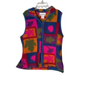 Peter Popovitch Vibrant Multicolor Fleece Vest Size Medium Vintage